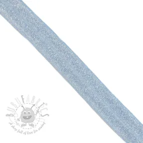 Bias binding elastic glitter 20 mm light blue