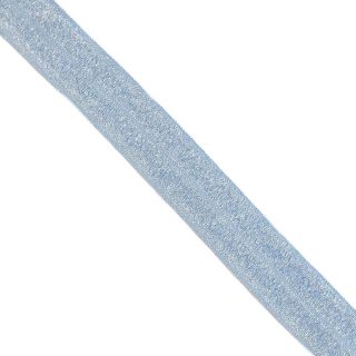 Bias binding elastic glitter 20 mm light blue