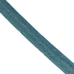 Bias binding elastic glitter 20 mm petrol