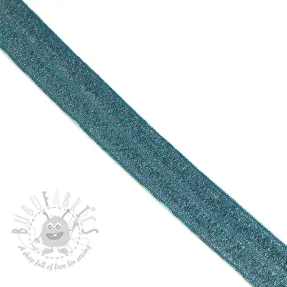 Bias binding elastic glitter 20 mm petrol