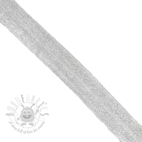Bias binding elastic glitter 20 mm white