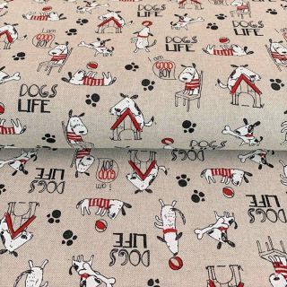 Decoration fabric Linenlook Dogs life