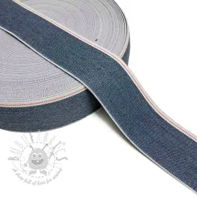 Elastic 4 cm JEANS WHITE STRIPE blue