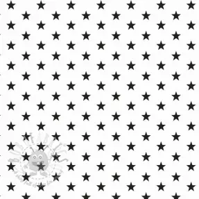 Cotton fabric Petit stars white/black