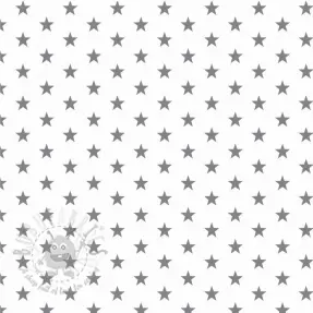 Cotton fabric Petit stars white/grey