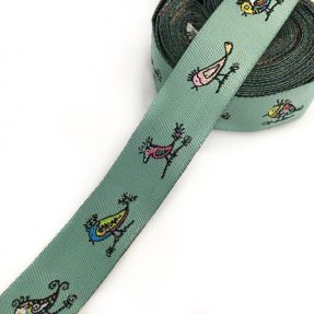 Ribbons Birds dark mint