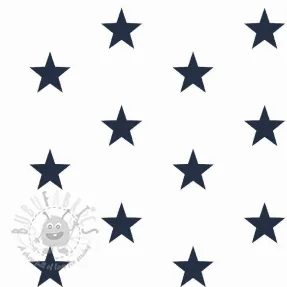 Cotton fabric Stars white/navy