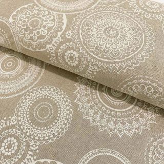 Decoration fabric Linenlook Mandala ecru