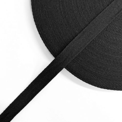 Twill tape cotton washed 15 mm black