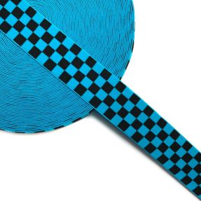 Elastic 4 cm Chequered jacquard aqua