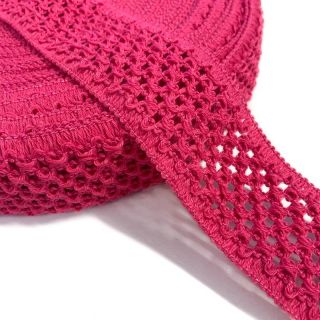 Elastic cotton binding 5 cm fuchsia