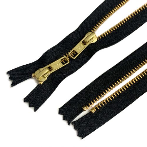 Metal zipper Two Sliders 50 cm black/gold Closed-end
