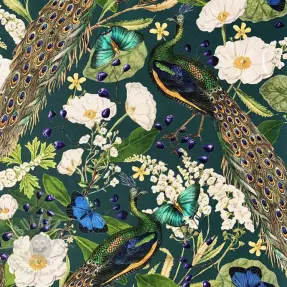 Decoration fabric premium Peacock butterfly chique digital print