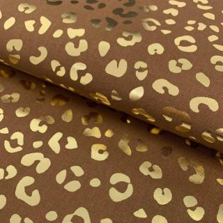 Decoration fabric Leopard prints brown metallic premium