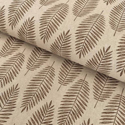 Decoration fabric Linenlook Nature leaf brown