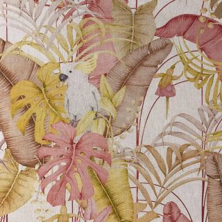 Decoration fabric Linenlook premium Royal Cockatoo yellow digital print