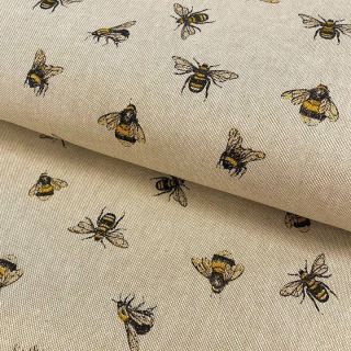 Decoration fabric Linenlook premium Bumblebees