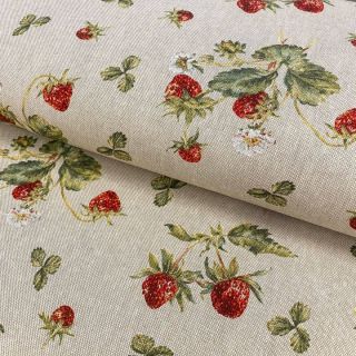 Decoration fabric Linenlook Wild strawberries