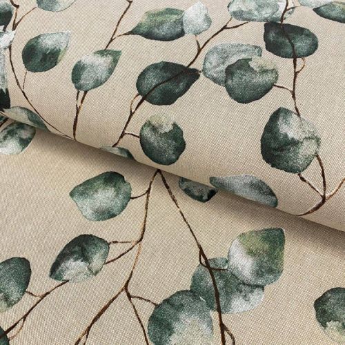 Decoration fabric Linenlook Eucalyptus Leaves