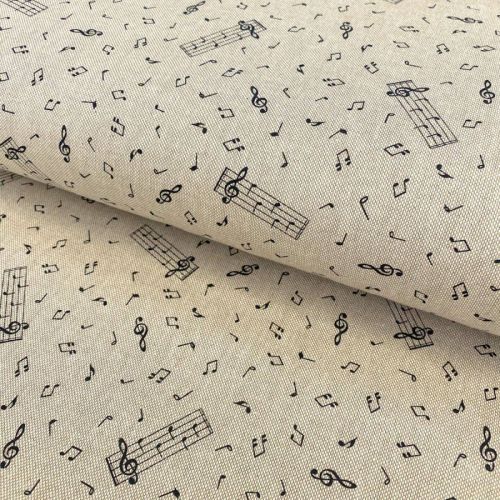 Decoration fabric Linenlook premium Musical Note Dancing