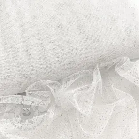 Tulle netting ROYAL SPARKLE white silver