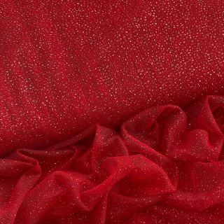 Tulle netting ROYAL SPARKLE red silver