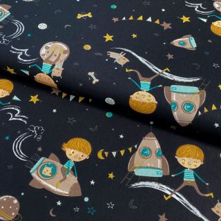 Cotton fabric Prince in space black ORGANIC