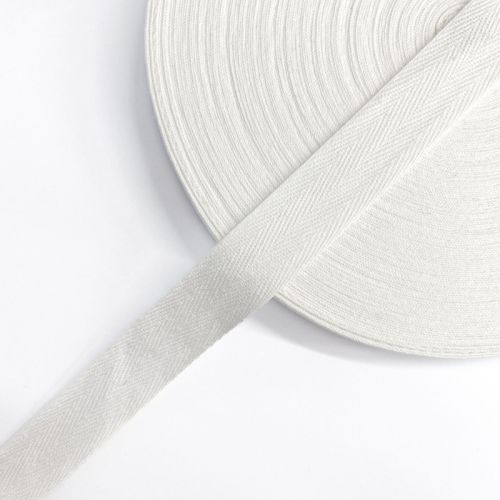 Twill tape cotton washed 25 mm white