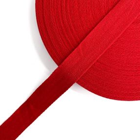 Twill tape cotton washed 25 mm red