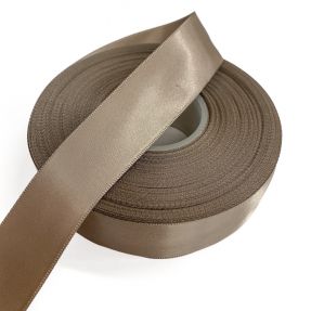 Satin ribbon double face 25 mm taupe