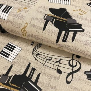 Decoration fabric Linenlook Instrumental duet