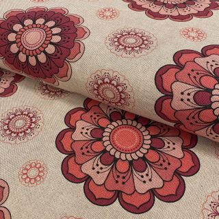 Decoration fabric Linenlook Mandala flower