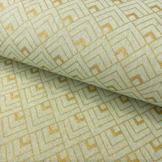 Decoration fabric Linenlook Art deco cubes mint metallic premium