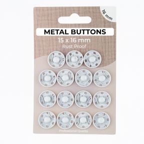 Snap fasteners METAL 16 mm off white