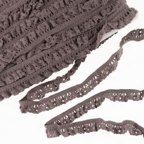 Elastic cotton lace taupe