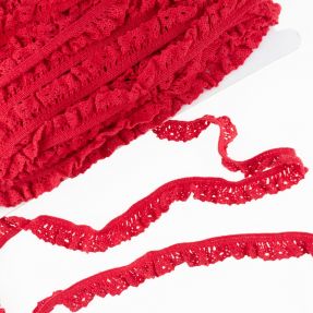 Elastic cotton lace red