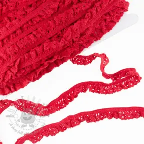 Elastic cotton lace red