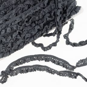Elastic cotton lace dark grey