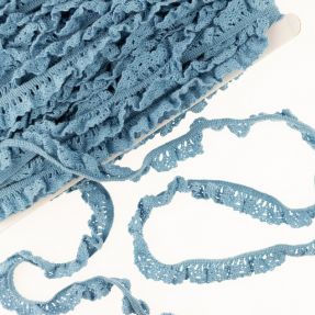 Elastic cotton lace old blue