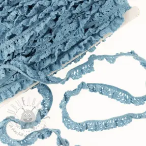 Elastic cotton lace old blue
