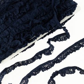 Elastic cotton lace dark blue