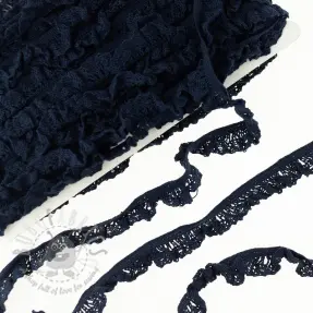 Elastic cotton lace dark blue