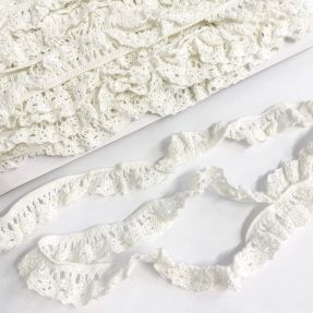 Elastic cotton lace off white