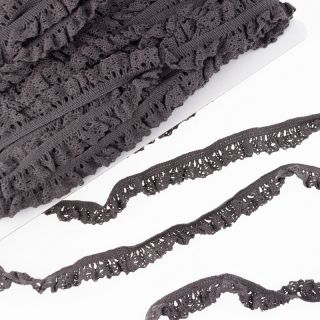 Elastic cotton lace dark taupe