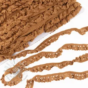 Elastic cotton lace cognac