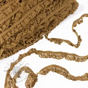 Elastic cotton lace dark camel