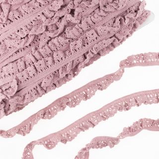Elastic cotton lace washed pink