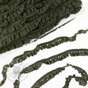 Elastic cotton lace camo green
