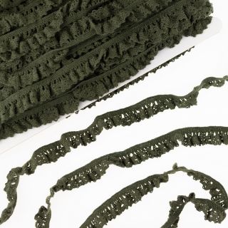 Elastic cotton lace camo green