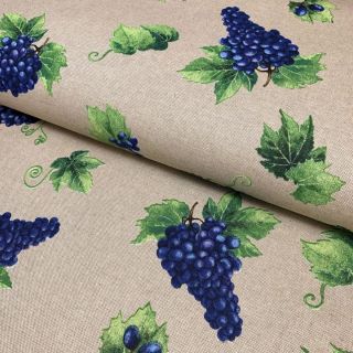 Decoration fabric Linenlook Vintage grapes vineyard